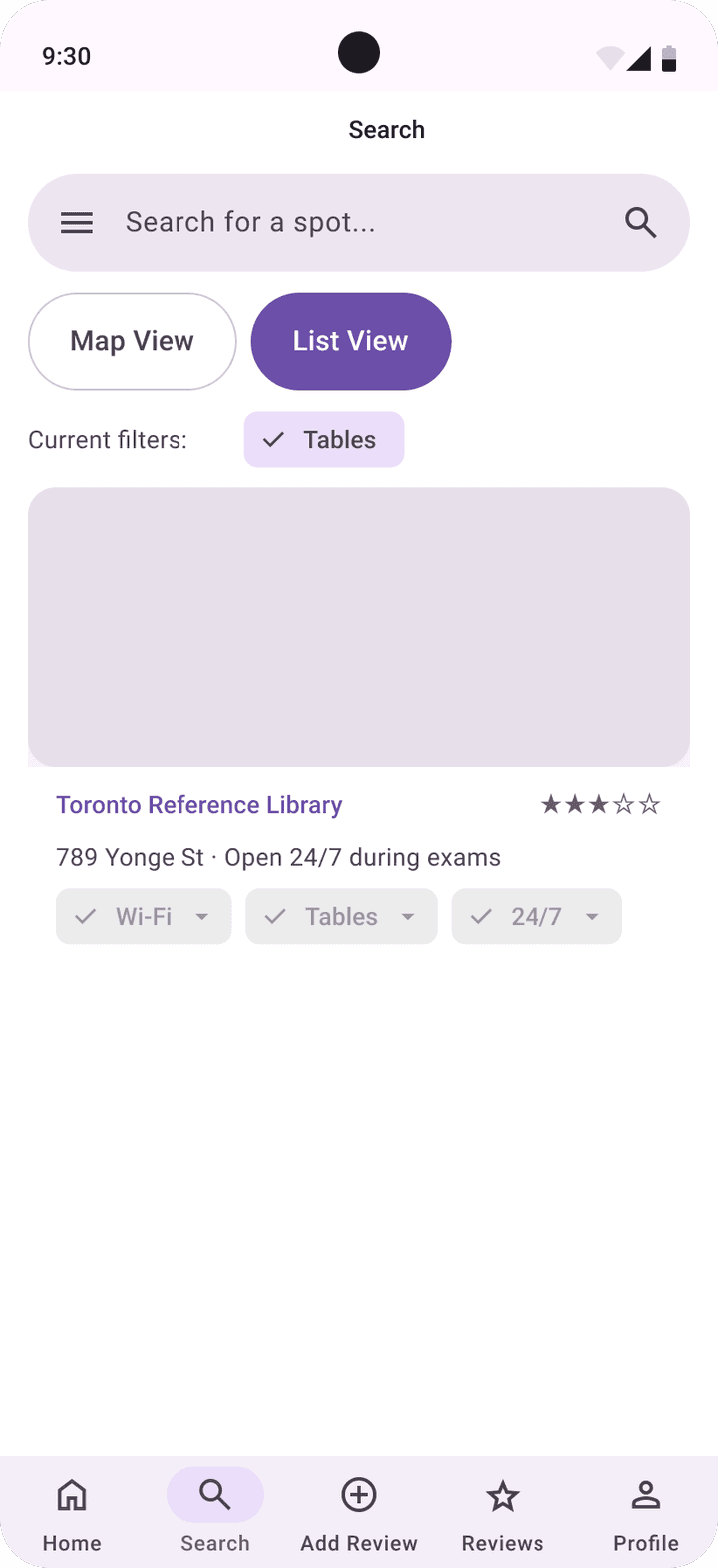 Material 3 results filtered by Tables, showing Toronto Reference Library