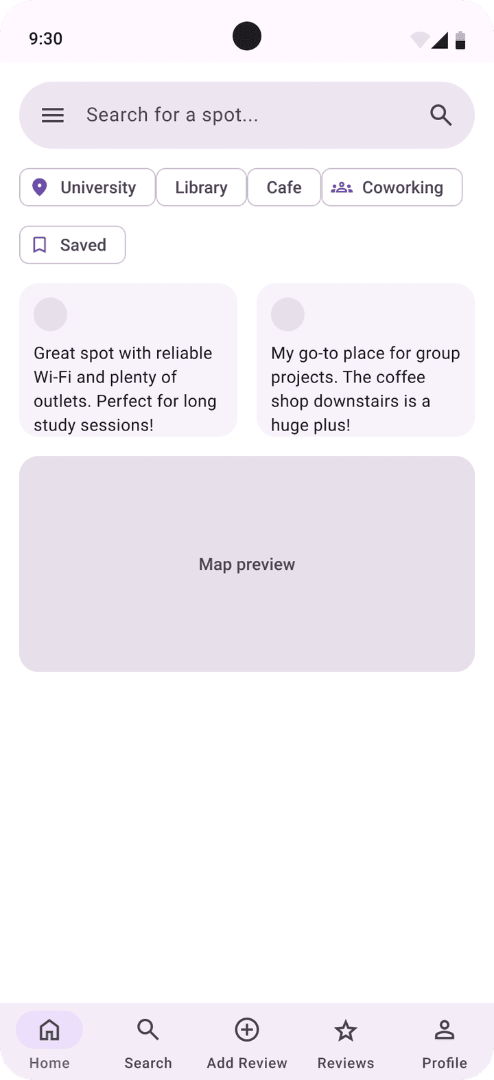 Home screen from the Material 3 redesign